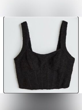 H&M Textured-weave Corset-style Crop Top in Black